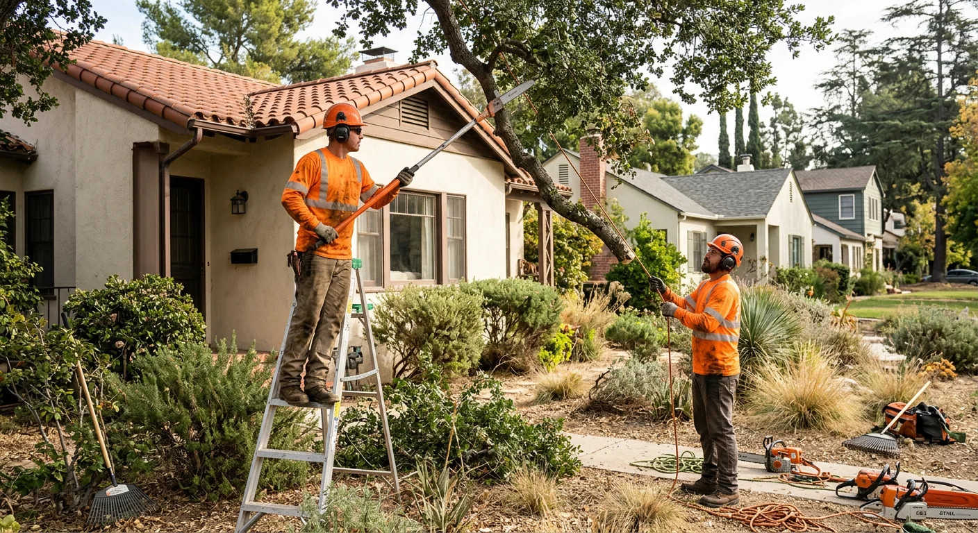 Tree care crew performing structural pruning on a mature tree in Altadena