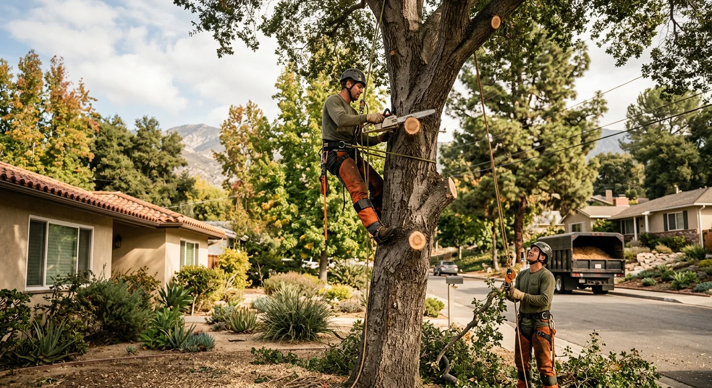 Local crew planting a young shade tree in an Altadena residential yard