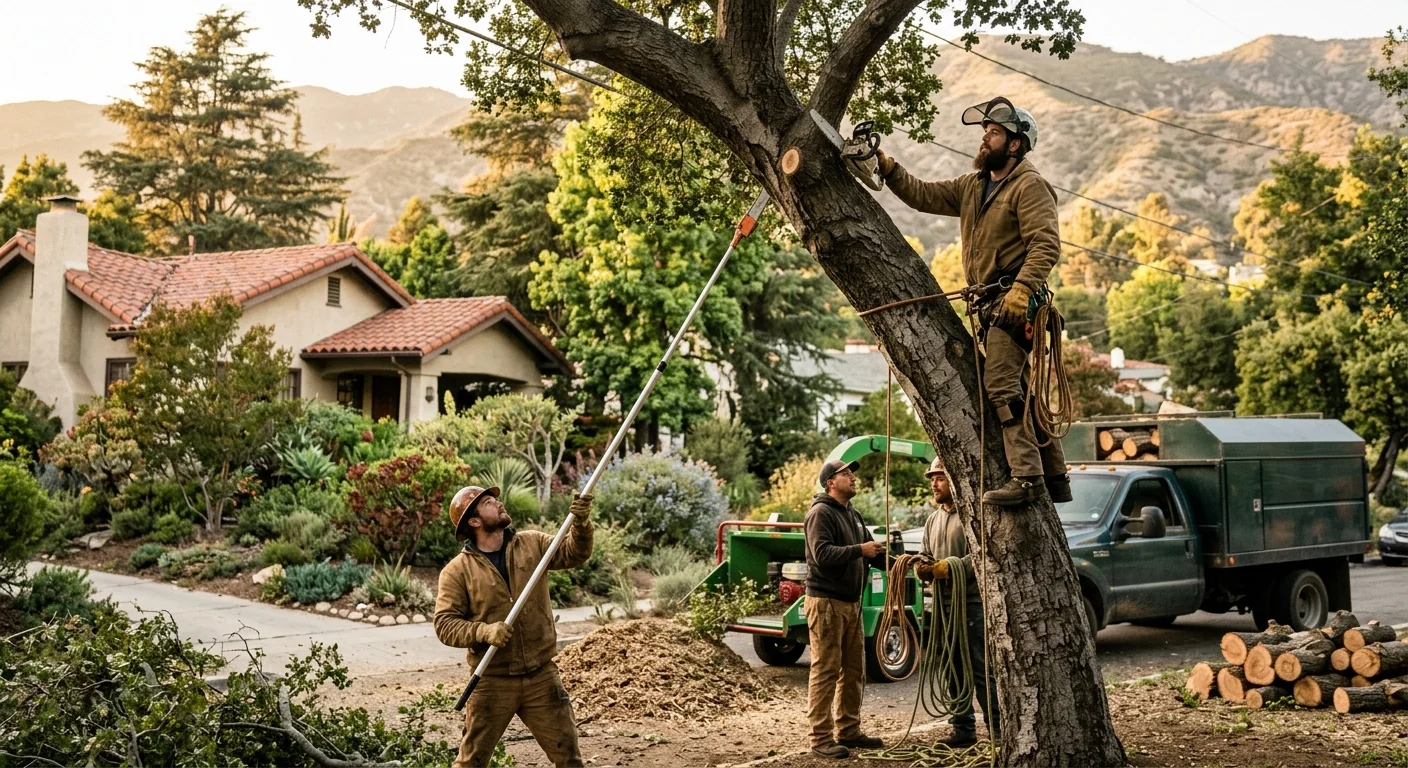 Arborist reviewing a foothill property canopy before pricing tree work in Altadena